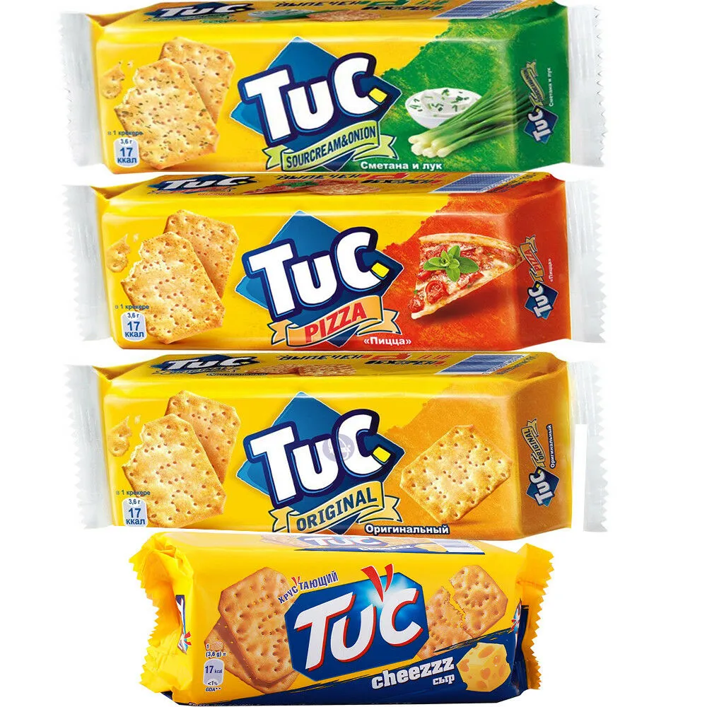 TUC LU Crackers Cookie 100G (3.5Oz) PIZZA/Phô Mai/Hành Tây Kem Chua/Nguyên Bản