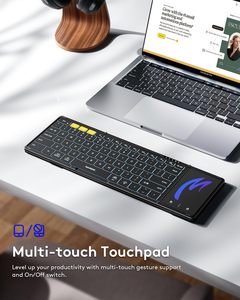 Teclado plegable Bluetooth de tres pliegues ABS personalizado Teclado inalámbrico plegable retroiluminado iluminado con trackpad - Product Image 4