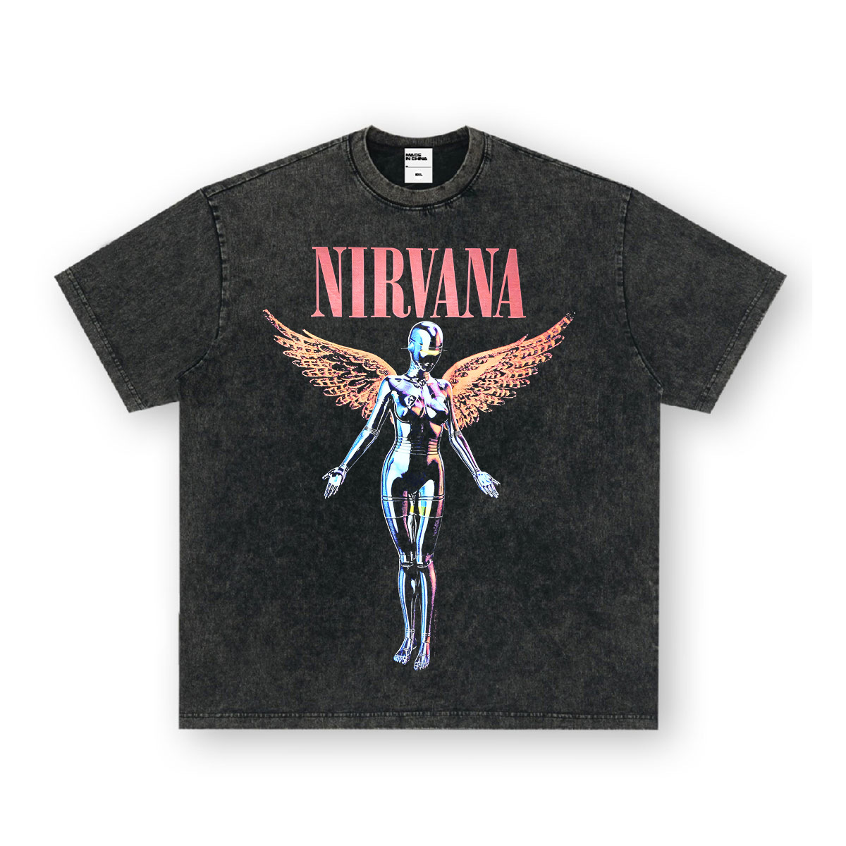 Nirvana metal angel-washed black