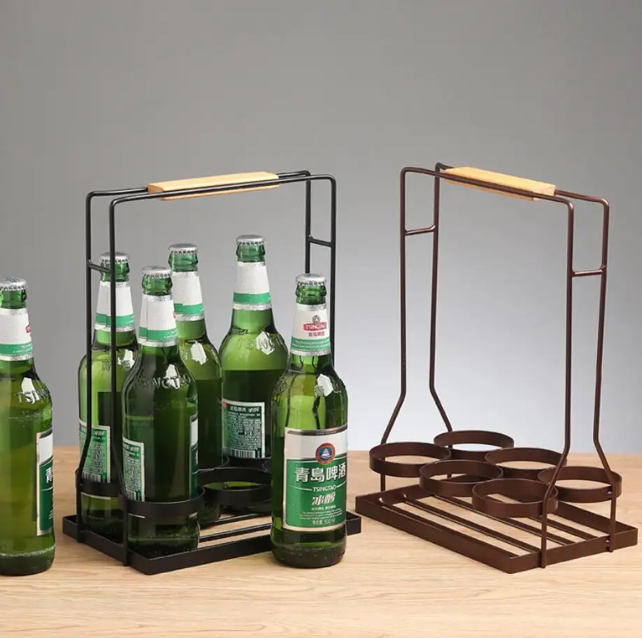 Prix d'usine Poignée en bois Porte-bouteille de bière en acier inoxydable