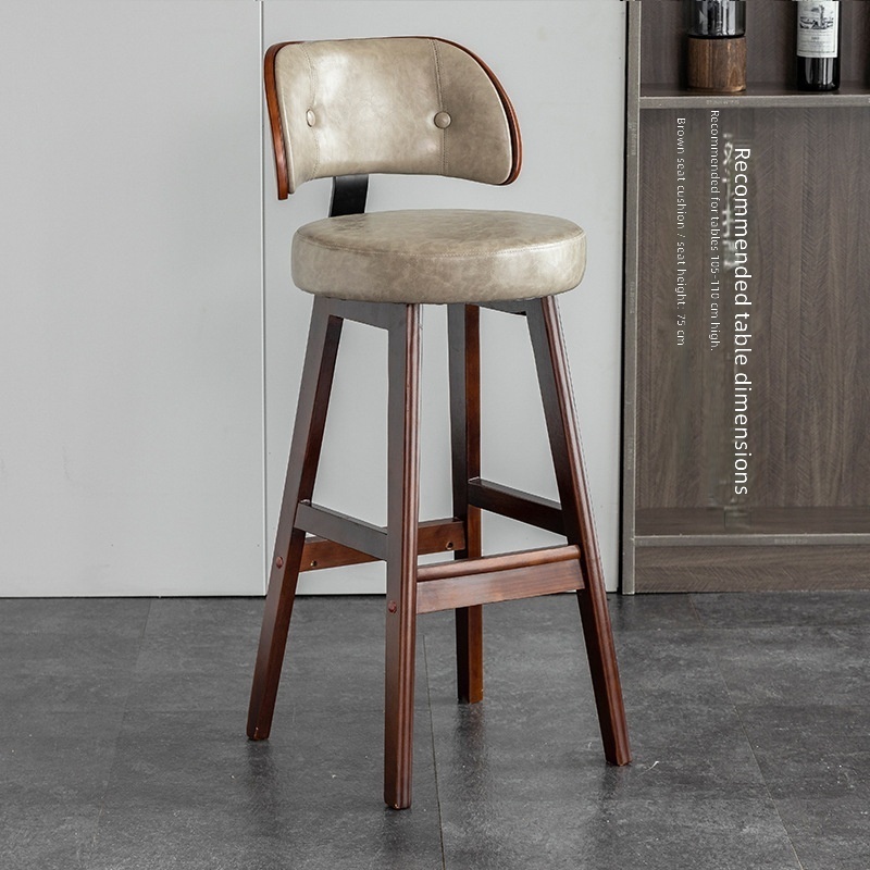 brown solid wood feet-gray leather