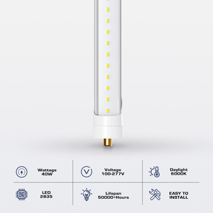 FA8 Single Pin <strong>8</strong>' <strong>LED</strong> Bulbs 40w 6000k 8ft <strong>Led</strong> Tube Ballast Bypass Replacement for T8 T10 F96T12 Fluorescent Tubes - Product Image 2