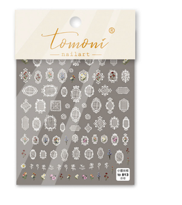 To813 2025 cứu trợ các mặt hàng nóng dính ủng hộ dễ thương Nhật Bản Phong Cách 5D nhỏ ren khung móng tay dán - Product Image 2