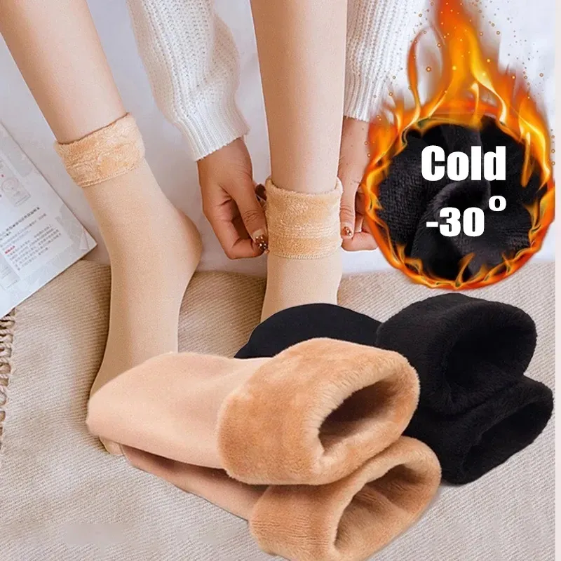 K366 Hiver Chaud Femmes Épaissir Thermique Laine Cachemire Neige Chaussettes Sans Couture Velours Bottes Plancher Dormir Chaussettes