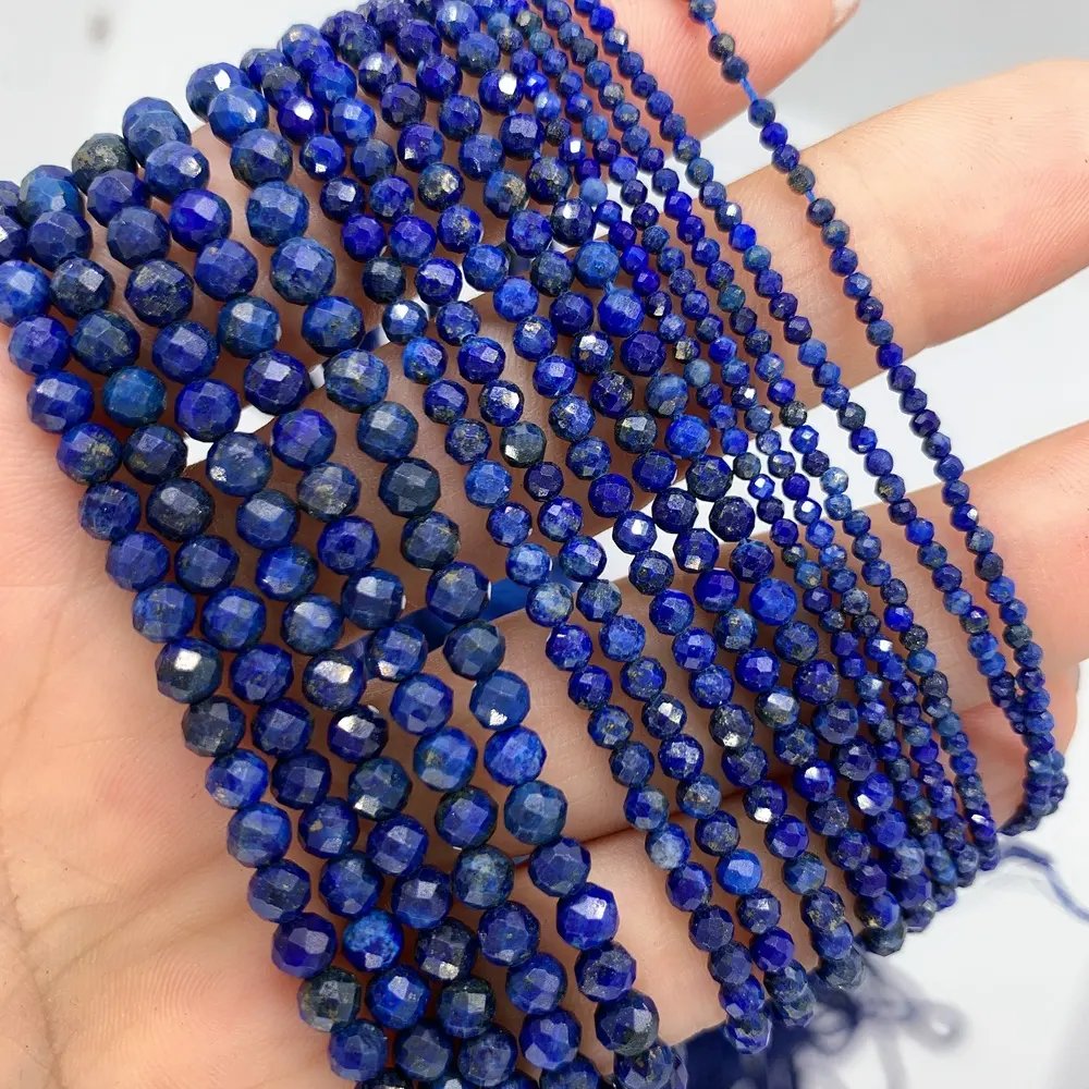 Branelli di pietra allentati del lapislazzuli naturale lucido sfaccettato rotondo all'ingrosso per gioielli che fanno accessori fai da te 2mm 3mm 4mm