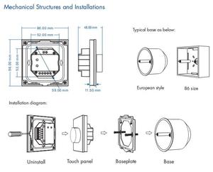 DC12-24V T1-K 3A/CH 4CH manopola rotante Wireless RF controllo parete LED Dimmers T1 4CH Controller - Product Image 5
