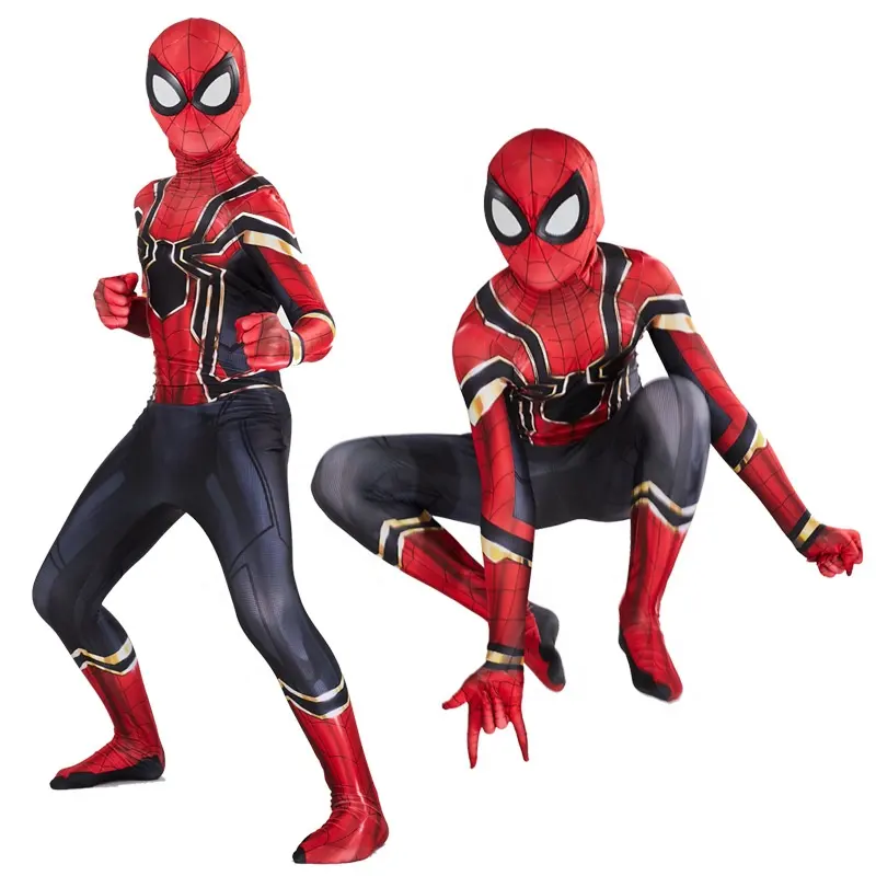 Süper kahraman Zentai Unisex çocuklar Cosplay Superhero kostüm örümcek adam kostüm