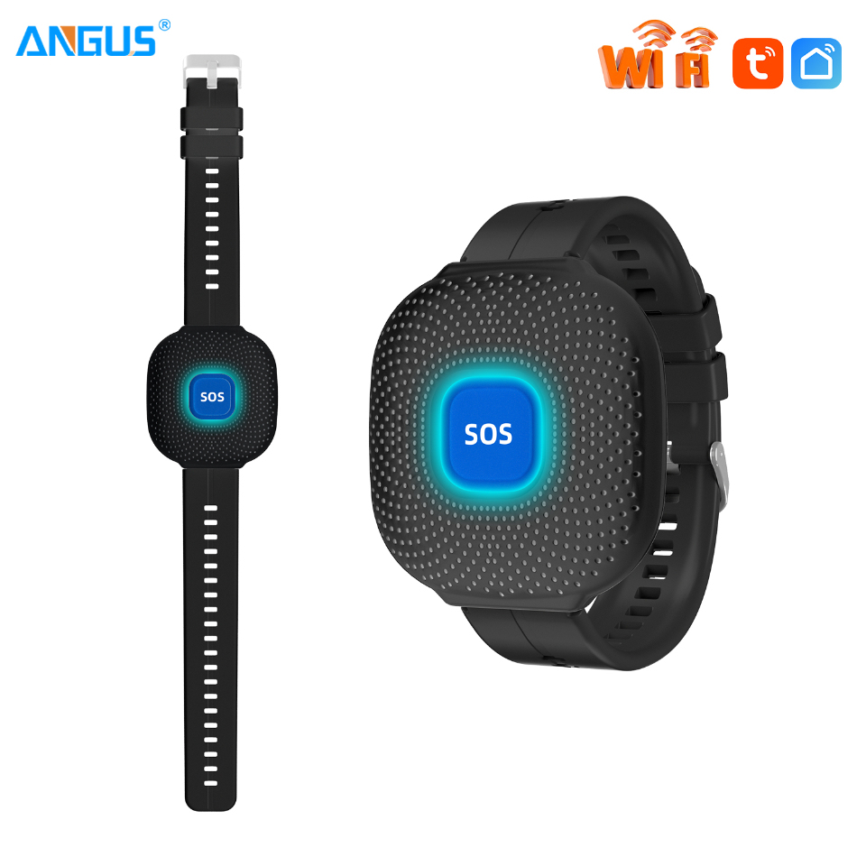 CF103W Braccialetto Nero con Pulsante di Emergenza SOS WiFi