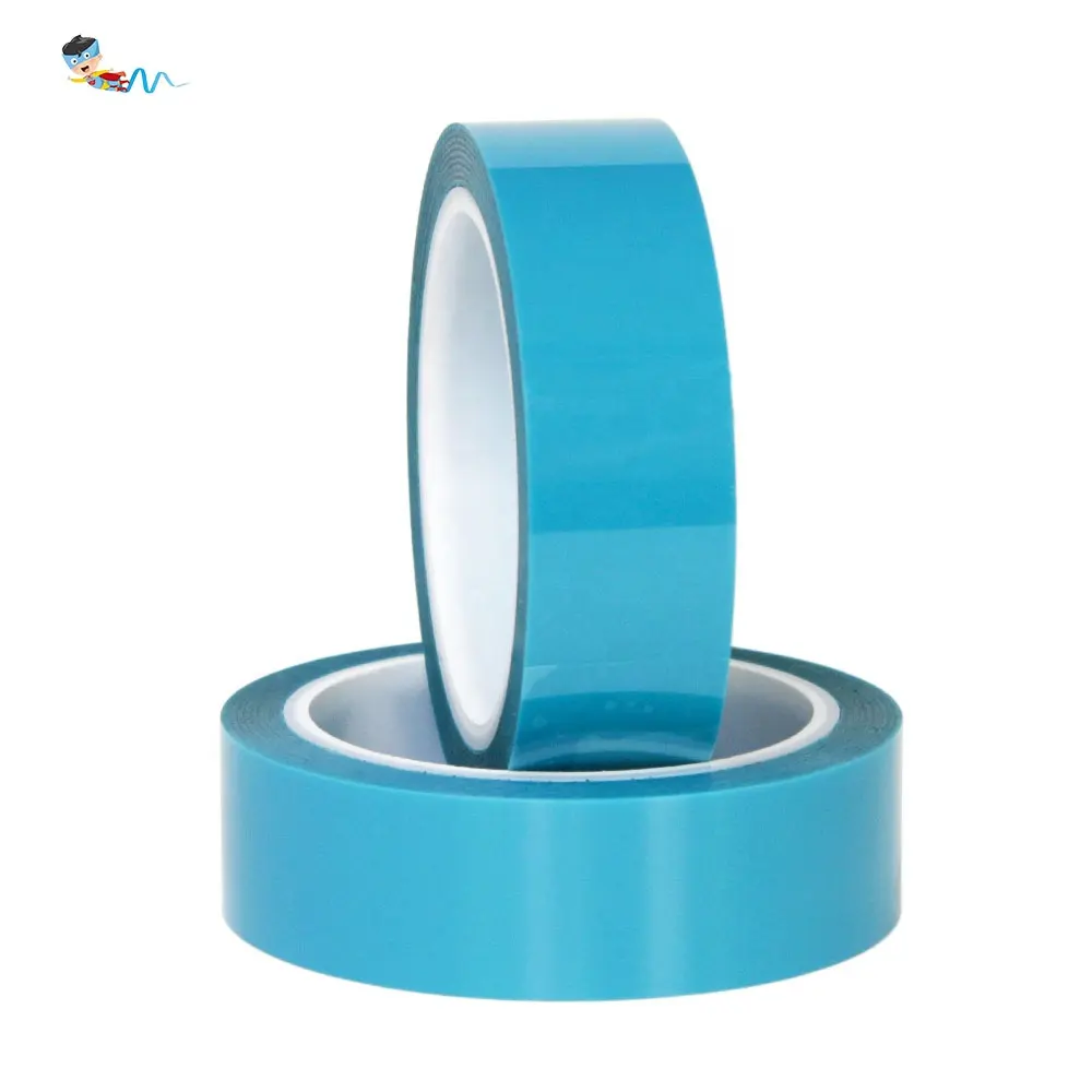 Material base de película de PET de poliéster resistente al calor reciclable, cinta autoadhesiva de sujeción de PET azul para refrigerador sin residuos