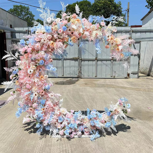 GOG088 Custom 3Dดวงจันทร์ช่างภาพฉากหลังผ้าไหมBlushผ้าไหมประดิษฐ์Roseกระดาษดอกไม้ผนังผ้าฐานVine 8*8ft - Product Image 5