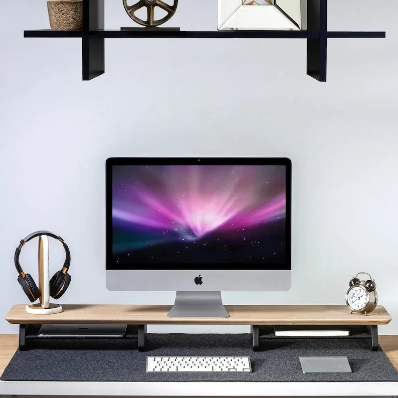 Supporto per Computer con doppio Monitor in legno con Riser per Monitor per Laptop con schermo da tavolo di vendita caldo di prezzo di fabbrica