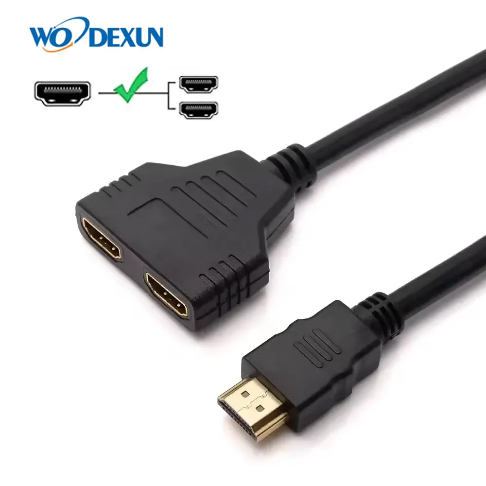 Cable divisor HDMI 1x2, 1 entrada, 2 salidas, divisor HDMI macho a 2 hembra, 1 entrada y 2 salidas, Cable de Audio y vídeo, 32cm