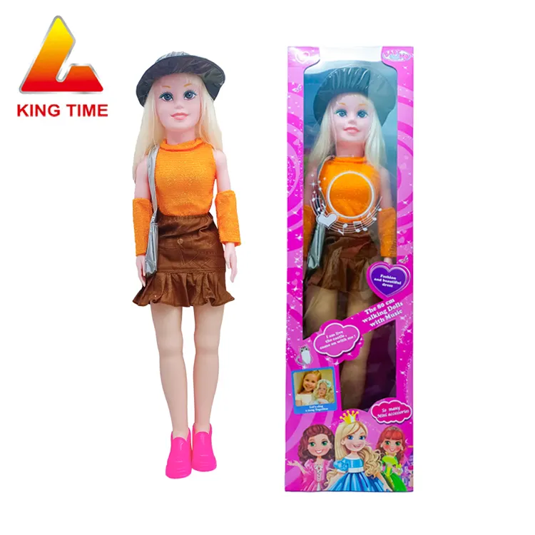 Venta directa de fábrica muñecas de plástico de gran tamaño con sombrero Material de vinilo cabeza manos piernas PP pelo juguete regalos para niñas vestir Niña