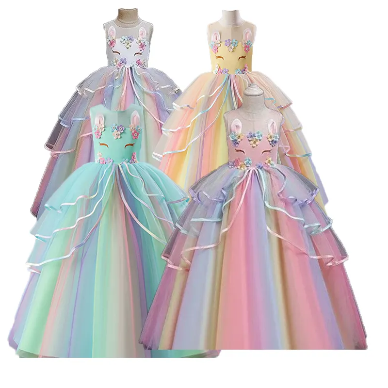 FuYu Robe de princesse colorée pour grande fille la plus populaire Robes de soirée de mariage Pageant Party Floor Length
