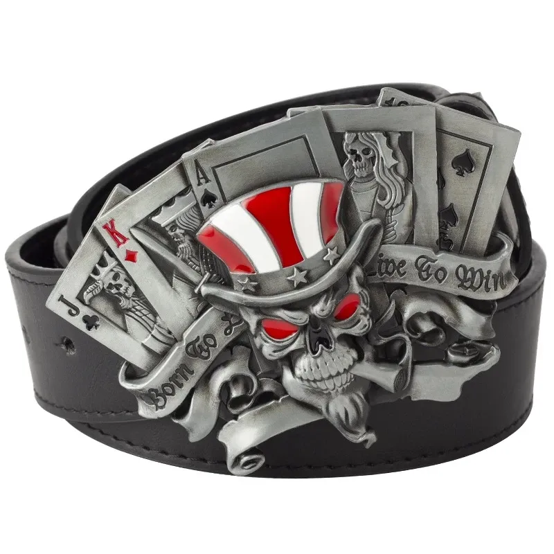 Progetta la tua fibbia per cintura 40mm Poker Joker fibbia per cintura laterale parti metalliche cintura con fibbia oversize personalizzata