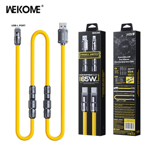 WEKOME 2025新设计4合1数据线Type-C硅胶USB C 65w快速充电手机锌合金多重充电 - Product Image 1