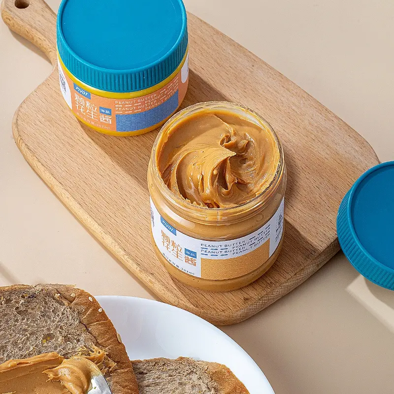 Frascos de salsa de embalaje de mermelada de mantequilla de maní transparente de grado alimenticio con tapas tarro de mantequilla de maní embalaje de mantequilla de maní