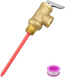 91604 1/<strong>2</strong> Inch Relief Valve, Temperature , RV Electric Water Heaters Valve with 4.5" Epoxy-Coated Probe <strong>150PSI</strong>