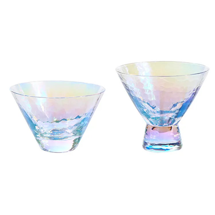 2024 vendita calda Online vetreria colorata con bordi dorati Cocktail gelato tazza di cristallo bicchieri di vino bianco bicchiere di vetro senza piombo