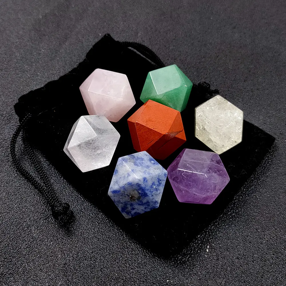 Ensemble de pierres de guérison naturelles 7 chakras, 7 pièces, cristaux en vrac, avec sac d'énergie