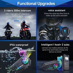 Easy Install Y10 <strong>2x</strong> Wireless Intercom Headphone Noise Cancelling Blue Tooth Intercom Headset for Motorcycle Rider - Product Image 6