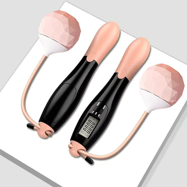 Balle en corde avec poignée noire et rose