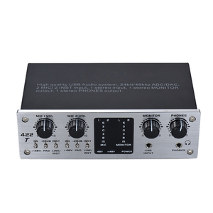2チャンネル<span class=keywords><strong>USB</strong></span>オーディオインターフェースレコーディングスタジオ外部サウンドカード + 48VファントムパワーDC5Vスマートフォン用電源