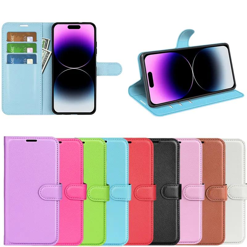 Iphone 15 için promax durumda deri ile kart tutucu iphone 15 için deri kılıf flip case ile