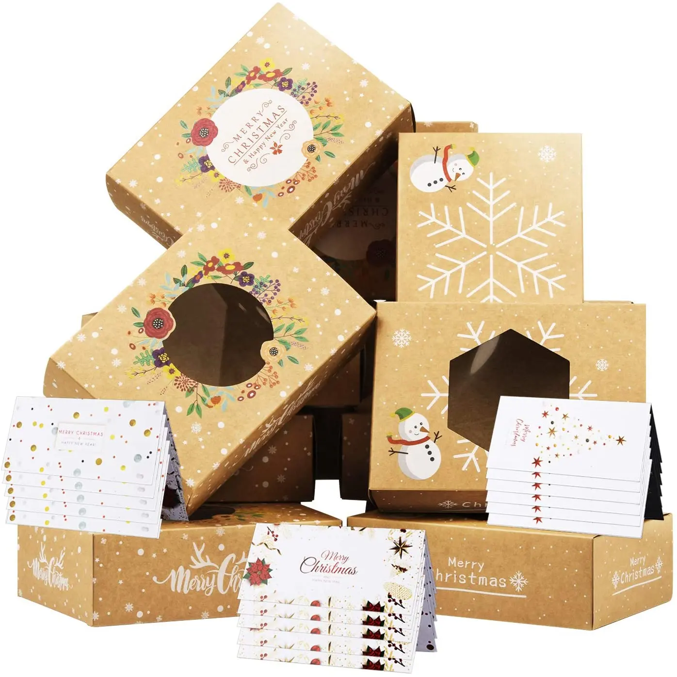 Caixa de papel de embalagem de natal, caixa de papel de embalar natal, caixas de presente do biscoito com janela