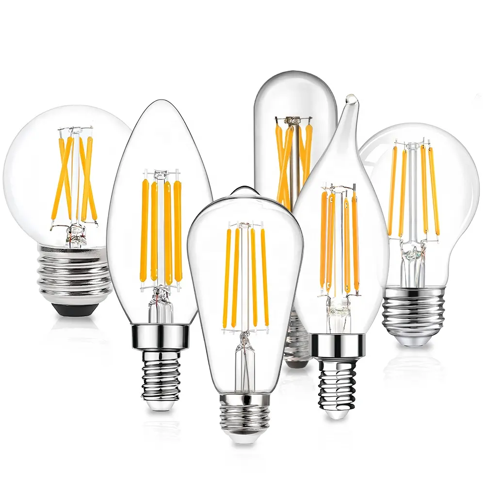 مصباح LED Edison من JESLED بقوة 4 واط و6 واط و8 واط E27 E26 E14 E12 B22 مصباح LED قابل للتعتيم A60/19 ST64 مصابيح LED منزلية بالجملة
