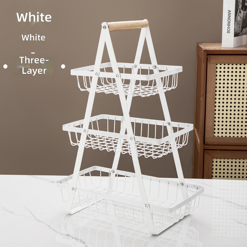 Panier de rangement blanc à trois niveaux