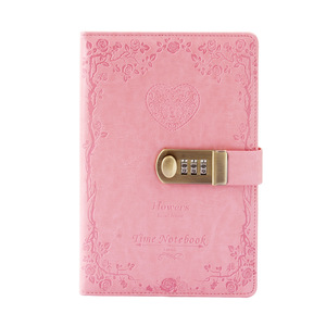 Custom Debossed Logo Pink Black <strong>Notebook</strong> With <strong>Code</strong> Lock Secret Diary Daily Planner Gratitude Journal <strong>Notebook</strong> PU Leather