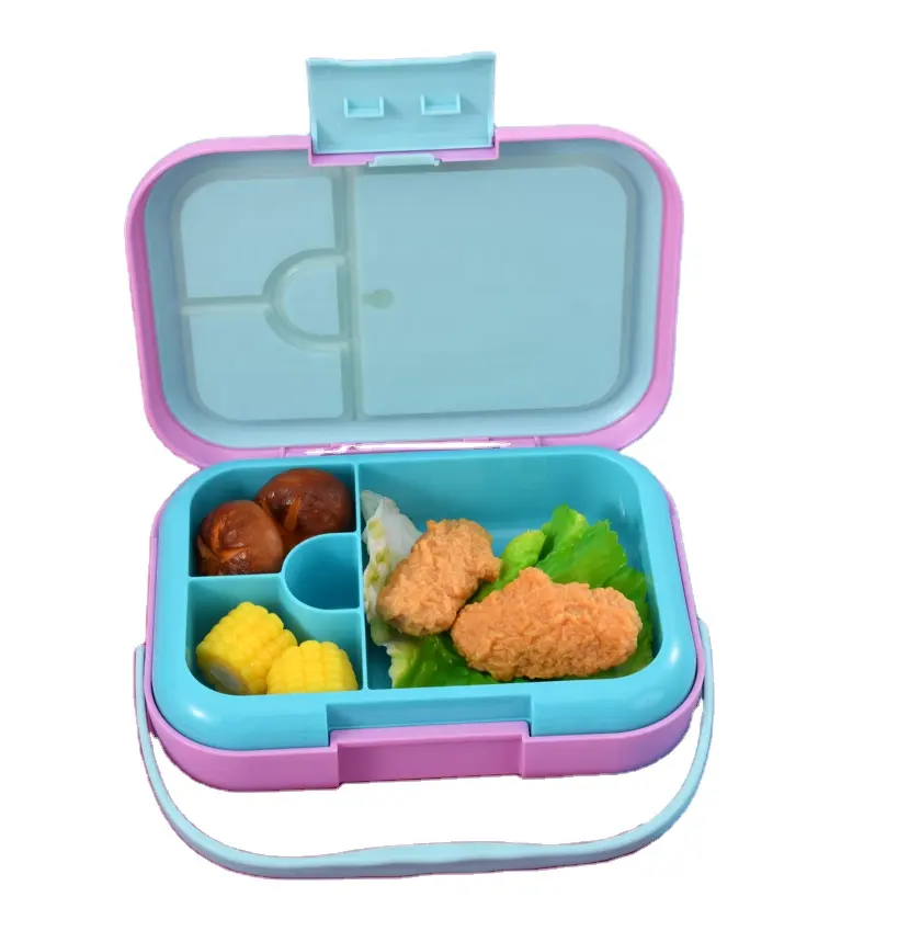 Aohea little kids bento lunch box plastica pp materiale 4 scomparti bpa free lunch box con manico