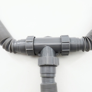 双水槽排水管套件-可扩展的柔性P型疏水阀，用于1 1/2 ”或1 1/4” 排水管，配有连接器和适配器 (灰色) - Product Image 3