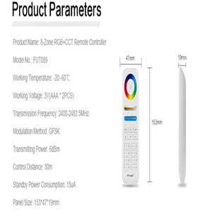 Mi.Light FUT089 8-Zone programmierbare 2.4g rf led controller manuelle RGB + CCT led Smart Remote Controller für milight licht - Product Image 2