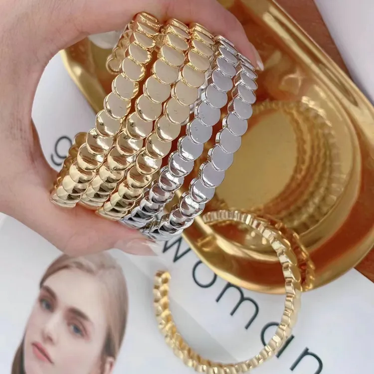 24K oro placcato Design senza zircone cubico diamante bracciale rotondo bracciale 2023