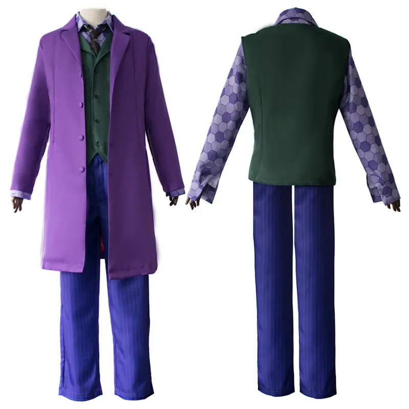 Traje Morado para fiesta de Halloween, traje de carnaval, puesta en escena, payaso, Cosplay, disfraz de hombre, disfraz de Joker para adulto