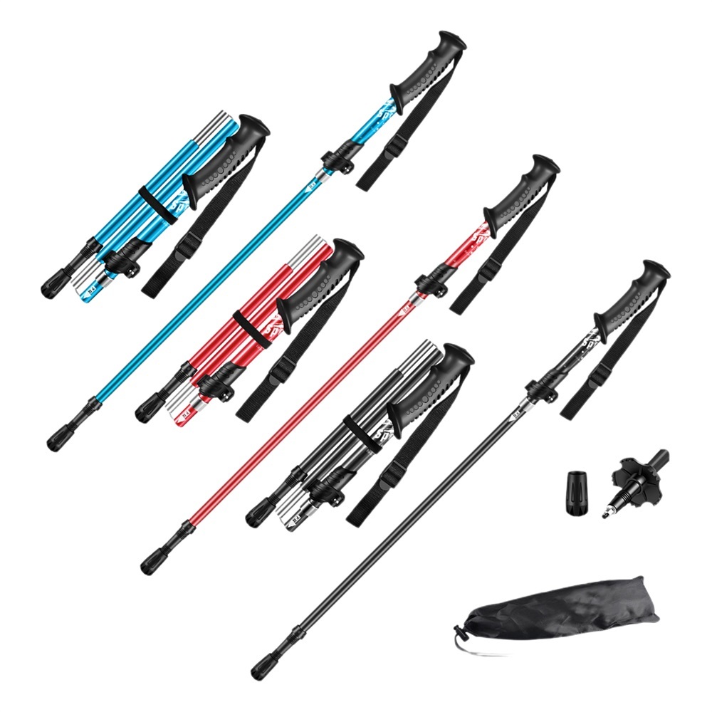 Bâton de trekking pliable en aluminium ultra-léger avec logo personnalisé