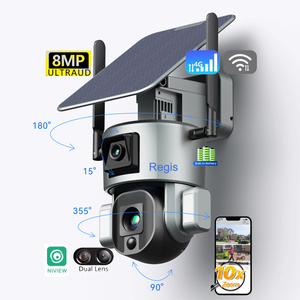 Y5 4G Wifi 20X Zoom Cam Module 4K 8MP Floodlight Ptz IP Cctv Sistema de cámara de seguridad para el hogar inteligente Cámara solar inalámbrica - Product Image 1