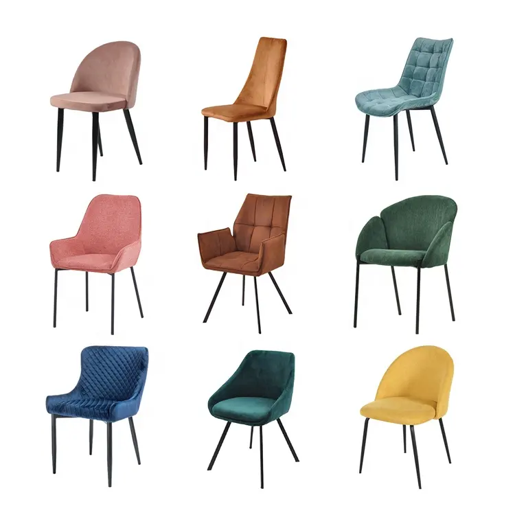 Mobilier de salle à manger de luxe Design nordique, tapisserie avec jambes en métal, chaises de salle à manger, Restaurant, 4 pièces