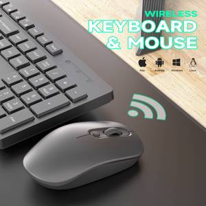 Teclado de ordenador silencioso de oficina de 104 teclas de tamaño completo y 2,4G, combinación de teclado y ratón inalámbrico Multimedia para PC, tableta y portátil