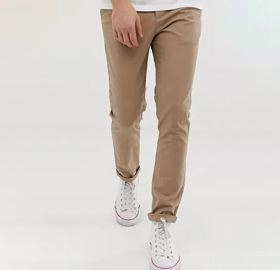 Commercio All'ingrosso su Ordinazione Skinny Fit Mens Pantaloni Pantaloni Pantaloni Pulsante di Vita Zip Fly Navy Pietra Chino Pantaloni