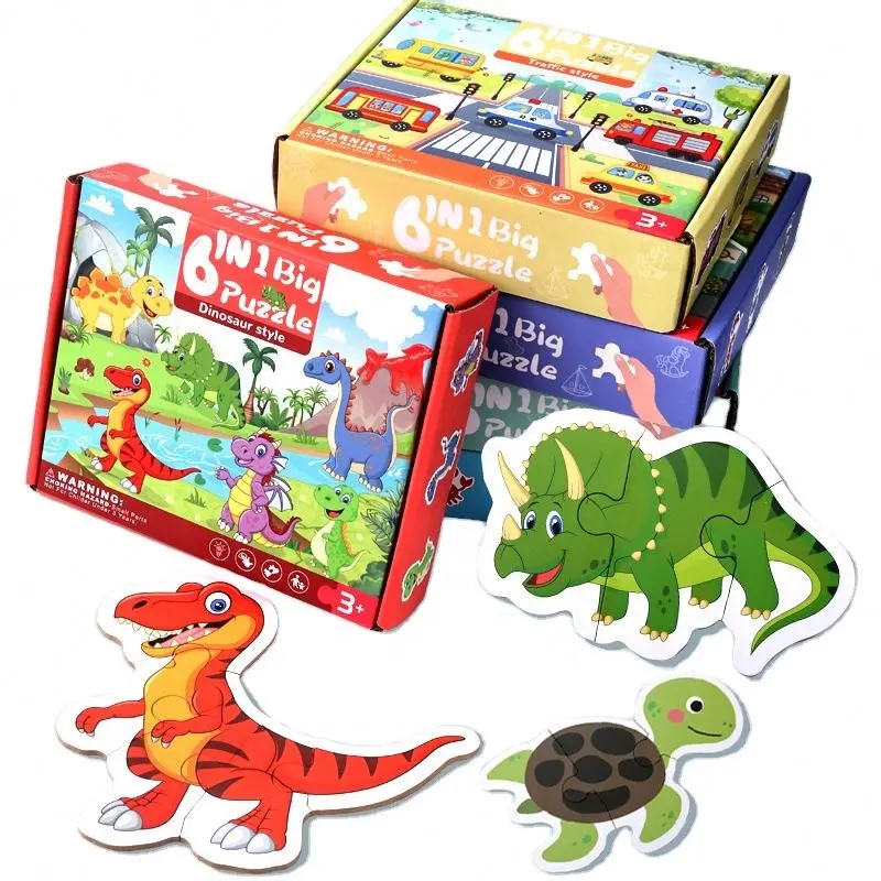 2024 dinosauro animale in legno Puzzle di apprendimento in età prescolare giocattolo educativo di compleanno regali di Halloween per bambini