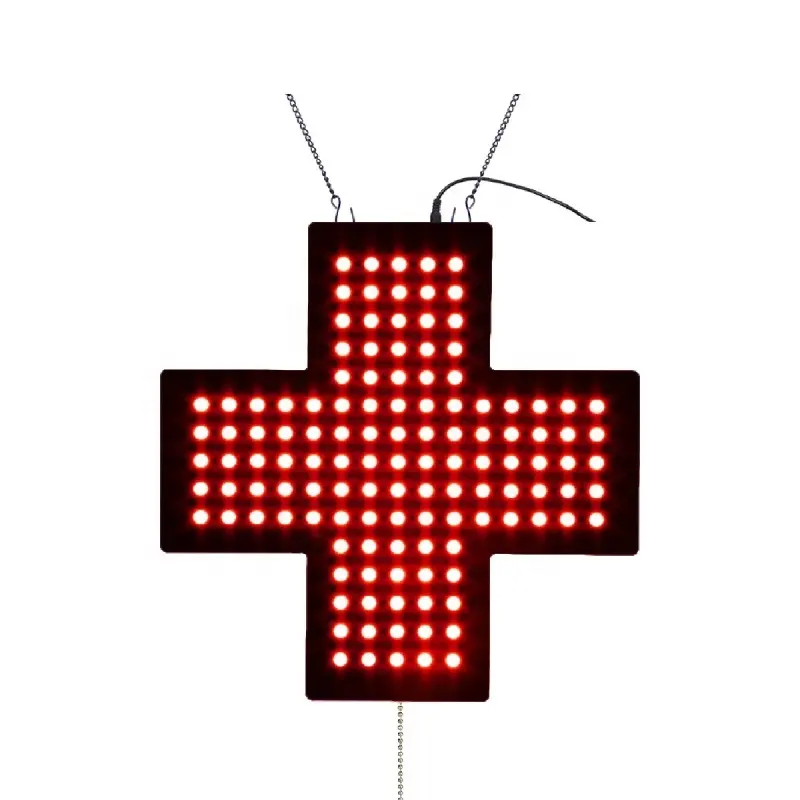 Placa acrílica LED piscando vermelho para farmácia 30X30cm