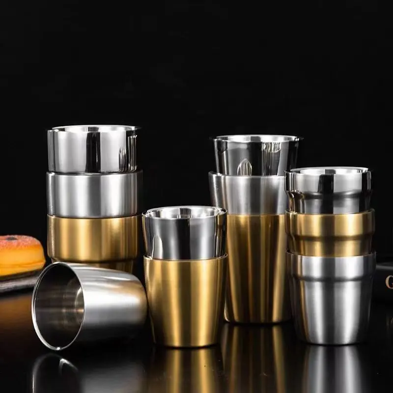 Sus304 Metalen Dubbele Muur Wijn Bekers Drinkwaren Roestvrij Staal Drinkbier Koffie Pint Cup Camping Cups