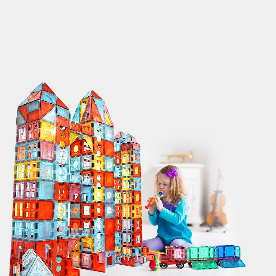 Mainan blok Magnet ubin bangunan poddyony, mainan blok Magnet untuk anak laki-laki perempuan usia 3 + tahun hadiah mainan pendidikan untuk balita