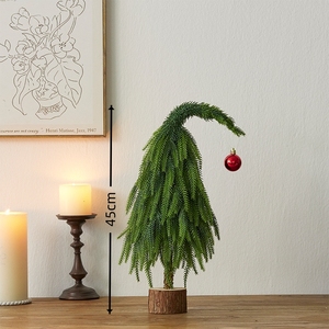 Yeni masaüstü Nordic çarpık boyun noel ağacı 30cm 45cm 60cm PVC yeşil noel ağacı parti dekorasyon - Product Image 4