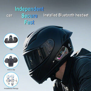 Accesorios de motocicleta, auriculares Bluetooth con función de intercomunicador, con pantalla LCD comunicación grupal, compatible con sistema multilingüe