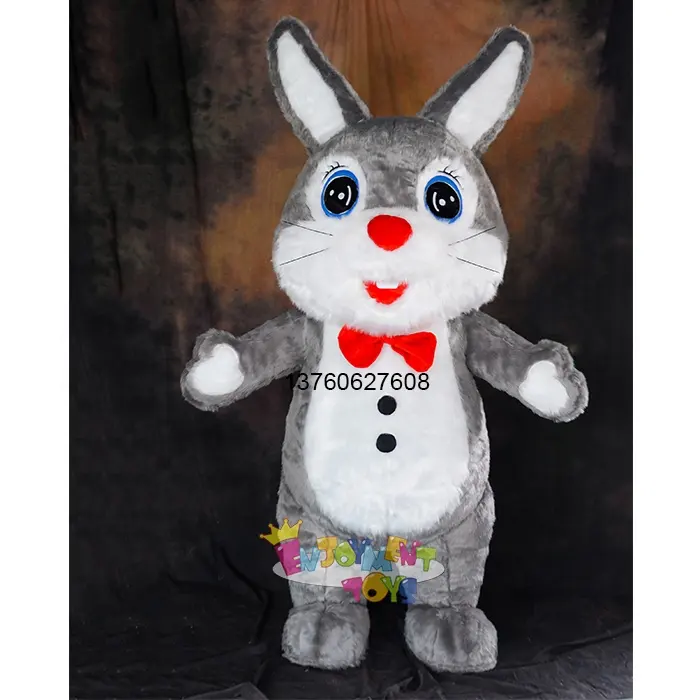 Disfraz de Mascota de conejo de dibujos animados, traje inflable de piel de 2m y 2,6 m de largo, color gris