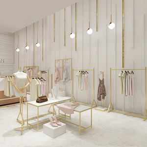 Boutique Store Design <strong>Nested</strong> <strong>End</strong> <strong>Table</strong> Set Clothes Rack Shop Fitting Gold Garment Rack Nesting Display <strong>Table</strong> - Product Image 2